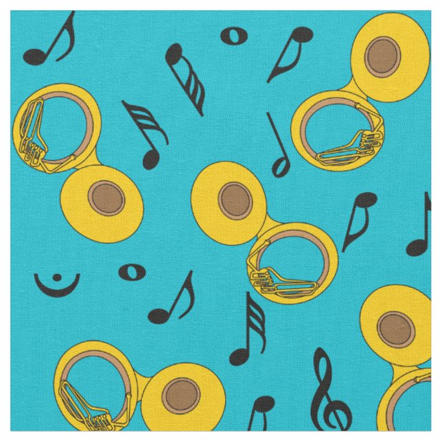 Tuba Musiknotens Pattern Stoff (Nahaufnahme)
