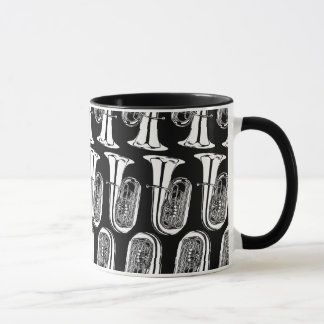 Tuba-Muster-Wecker-Tasse - Schwarzweiss Tasse