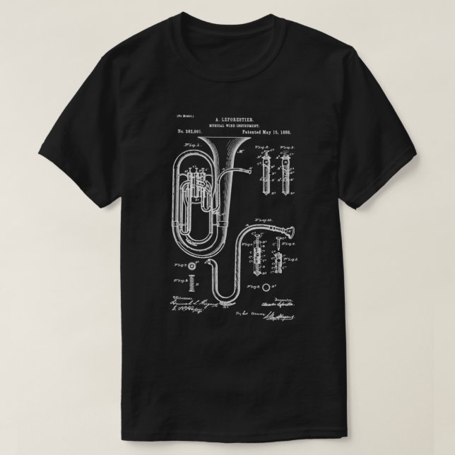 Tuba Patent Graphic Blueprint T-Shirt (Design vorne)