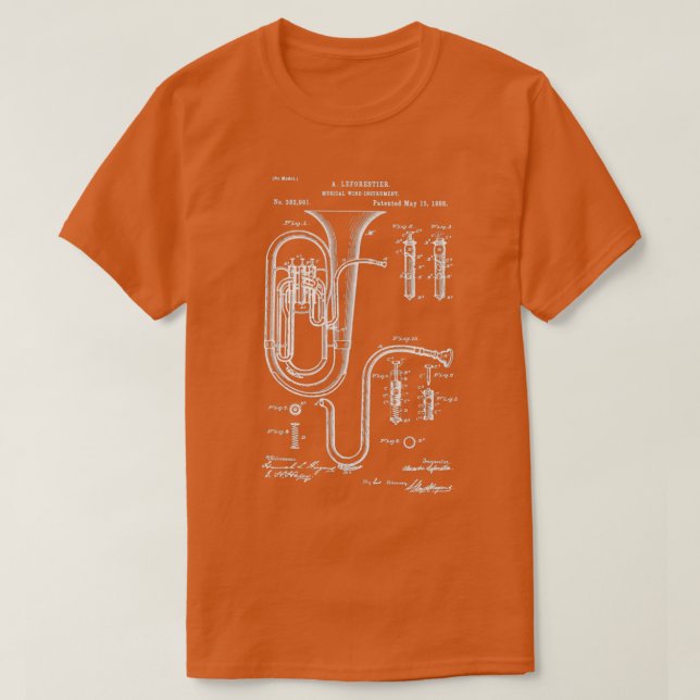 Tuba Patent Graphic Blueprint T-Shirt (Design vorne)