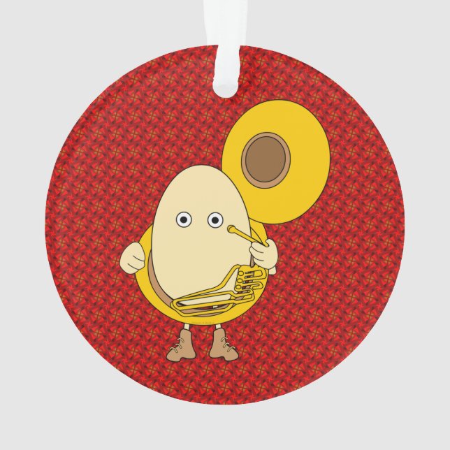 Tuba Player Egghead Ornament (Rückseite)