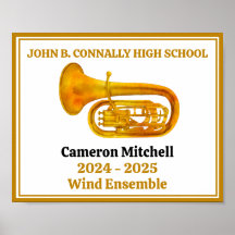 Tuba Player High School Band Gold Personalisiert