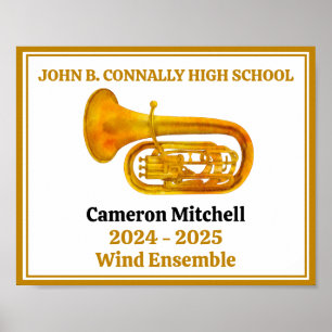 Tuba Player High School Band Gold Personalisiert Poster