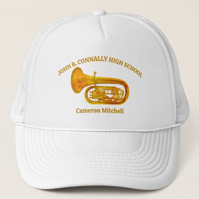 Tuba Player High School Band Gold Personalisiert Truckerkappe (Vorderseite)