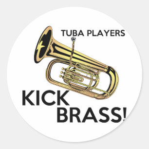 Tuba Players Kick Brass Runder Aufkleber