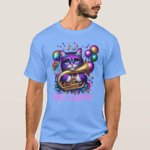 Tuba Playing Cat Psychedelicuba Cat T-Shirt