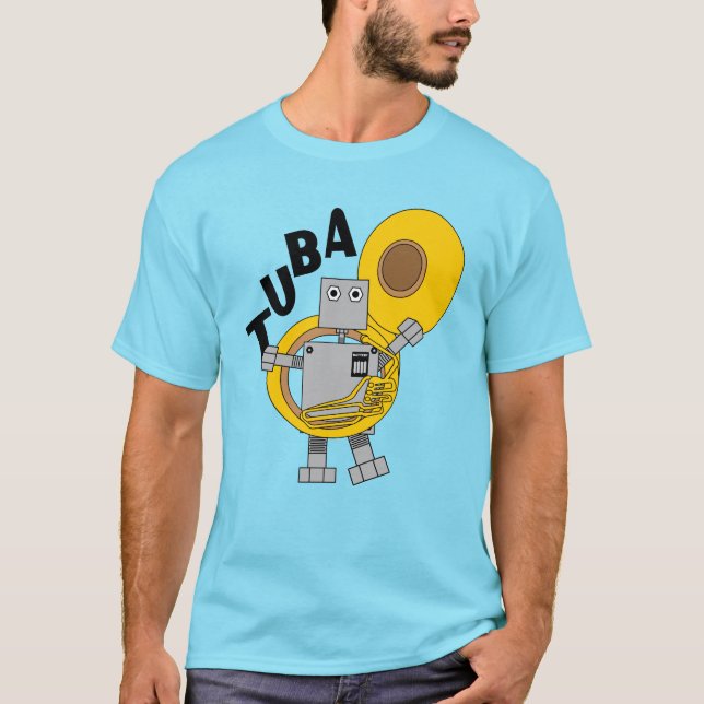 Tuba Robot Text T-Shirt (Vorderseite)