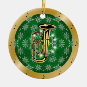 Tuba ~ Silver ~ Green ~ Gold ~ Weihnachten ~ Keramik Ornament