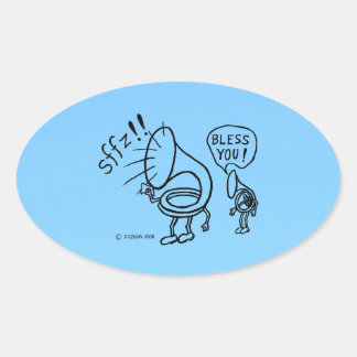 Tuba Sneeze Border Oval Sticker