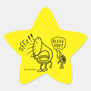 Tuba Sneeze Border Star Sticker