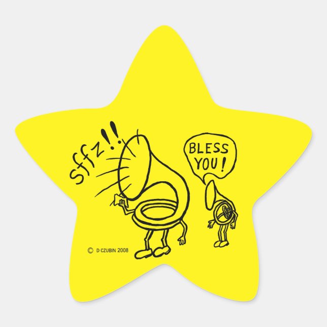 Tuba Sneeze Border Star Sticker (Vorderseite)