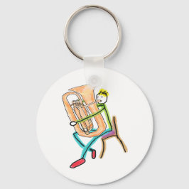 Tuba spielender Stickman Schlüsselanhänger