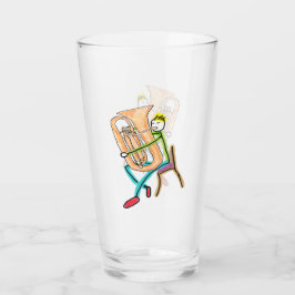 Tuba spielender Stockmann Glas