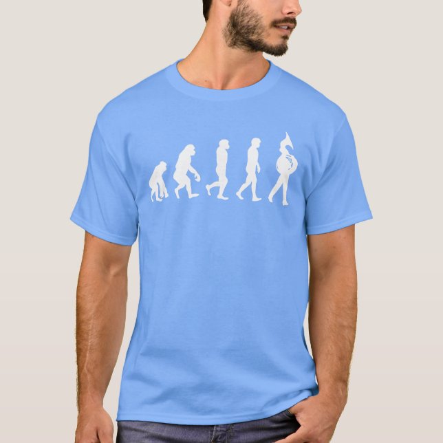 Tuba-Spieler-Evolution Marching Band Lustiger Absc T-Shirt (Vorderseite)