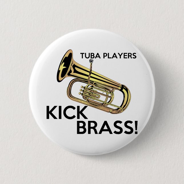 Tuba-Spieler-Tritt-Messing Button (Vorderseite)