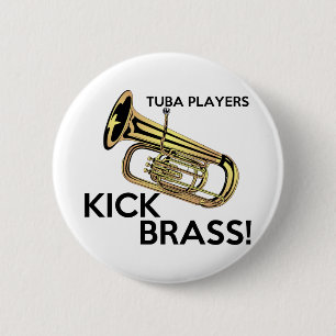 Tuba-Spieler-Tritt-Messing Button