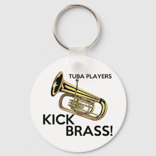 Tuba-Spieler-Tritt-Messing Schlüsselanhänger