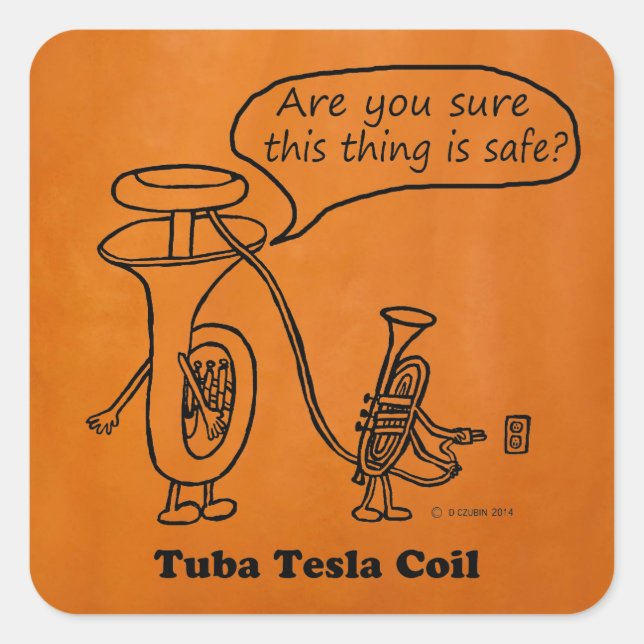 Tuba Tesla Coil Square Sticker (Vorderseite)