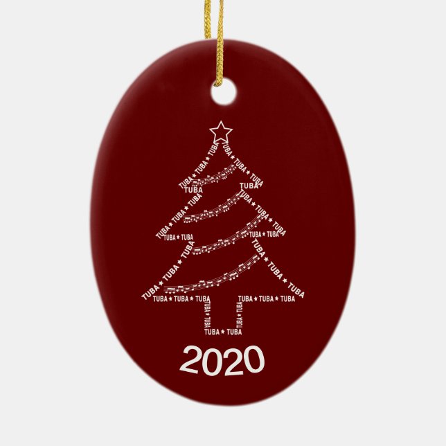 Tuba Text Christmas Tree Keramik Ornament (Hinten)