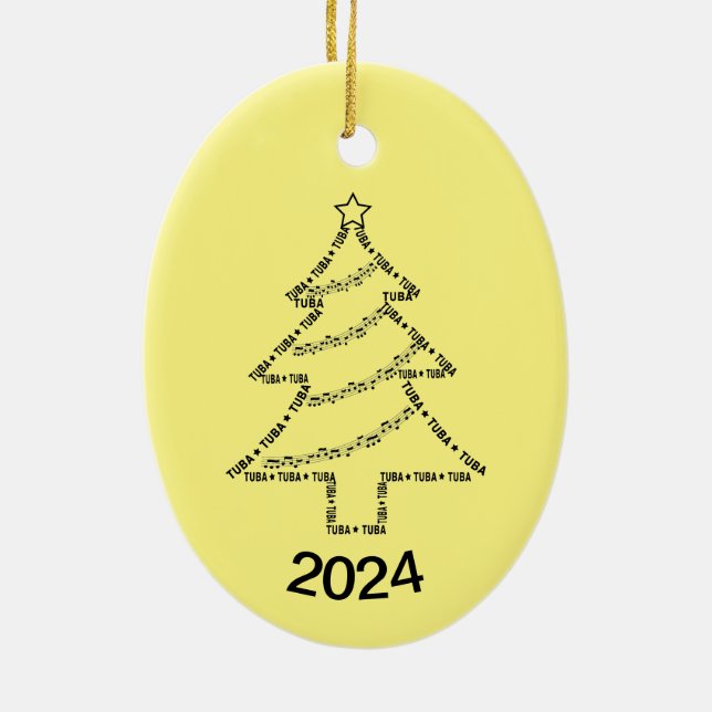 Tuba Text Weihnachtsbaum Keramik Ornament (Hinten)