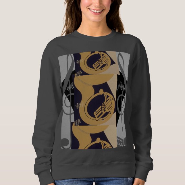 Tuba und Musiknoten Sweatshirt (Vorderseite)