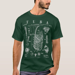 Tuba Vintage Patent Tubaist Tubist Zeichnung Druck T-Shirt