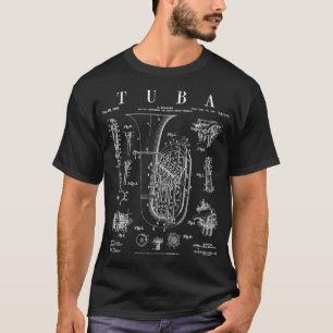 Tuba Vintage Patent Tubaist Tubist Zeichnung Druck T-Shirt