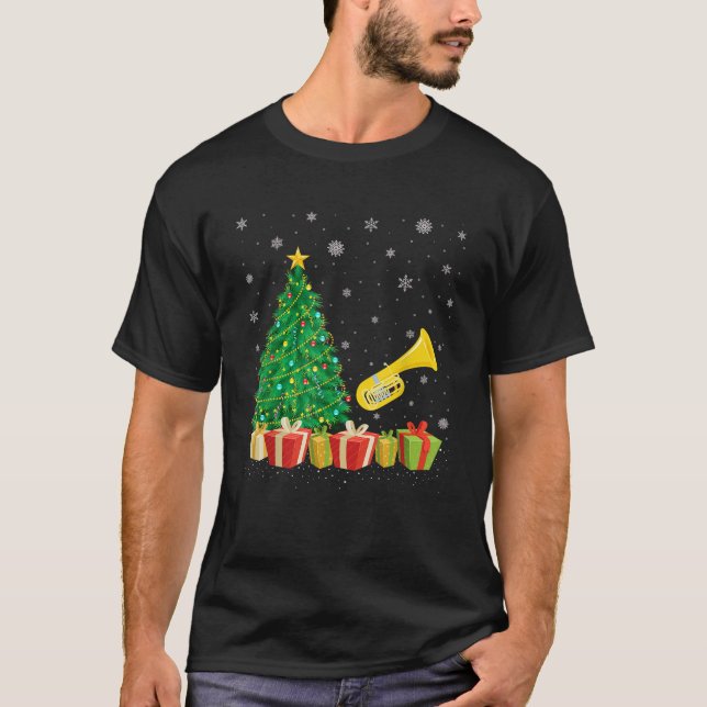 Tuba Xmas Tree Lighting Weihnachtsmannmütze Tuba W T-Shirt (Vorderseite)