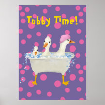 Tubby Time Drei Enten in der Badewanne Aquarell 