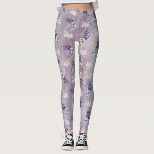 Tuberose & Lavender Blooms auf Rose Blüten Leggings