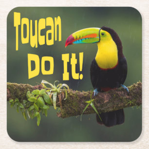 Tucan Do it! Motivierend Vogel-Funny-Pub Rechteckiger Pappuntersetzer