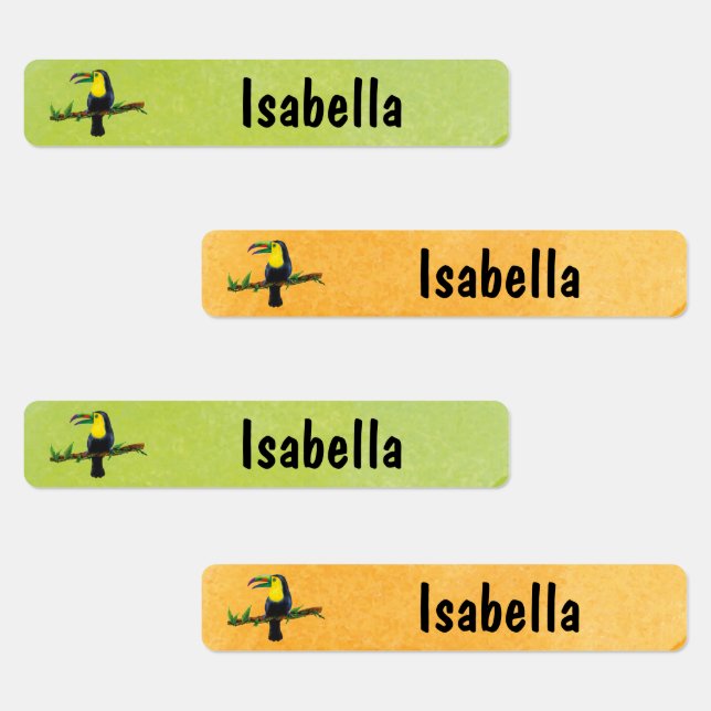 Tucan Vogel Aquarell - 96 schmale Kinder Etiketten (Gruppe)
