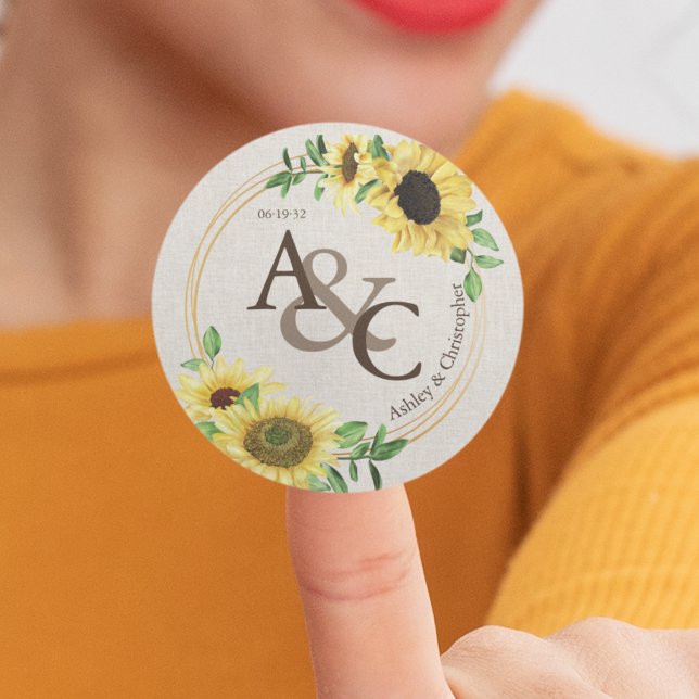 Tuch ・ Elegante Moderne Hochzeit Runder Aufkleber (Von Creator hochgeladen)