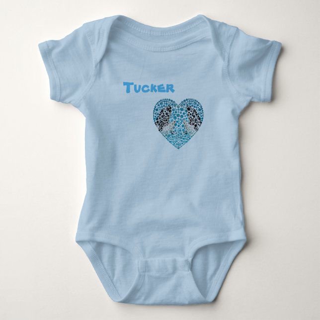 Tucker Name mit Orcas, Baby Bodysuit Strampler (Vorderseite)