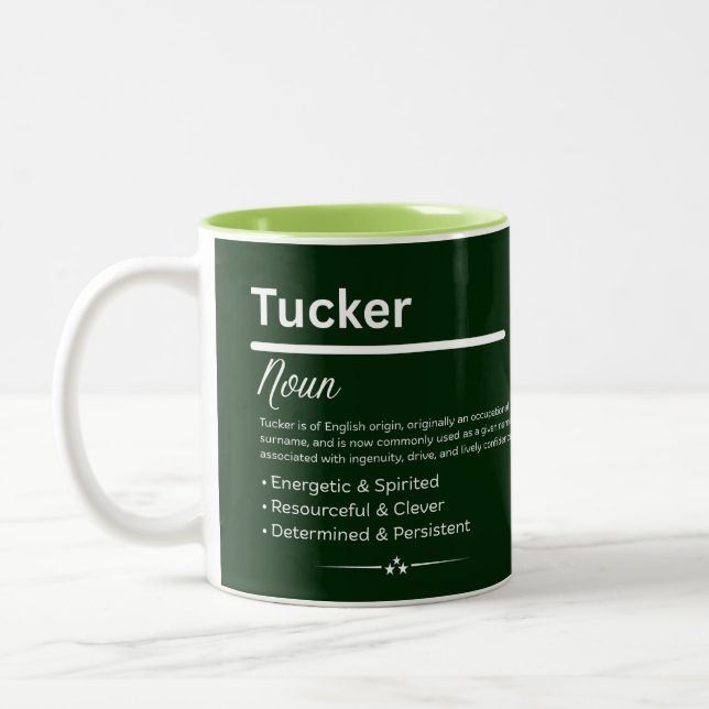 Tucker Personalized Name Zweifarbige Tasse (Links)