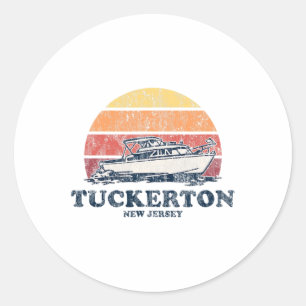 Tuckerton Nj Vintag Bootdesign 70er Retro Boat Des Runder Aufkleber