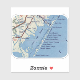 Tuckerton NJ Vintag Map Aufkleber