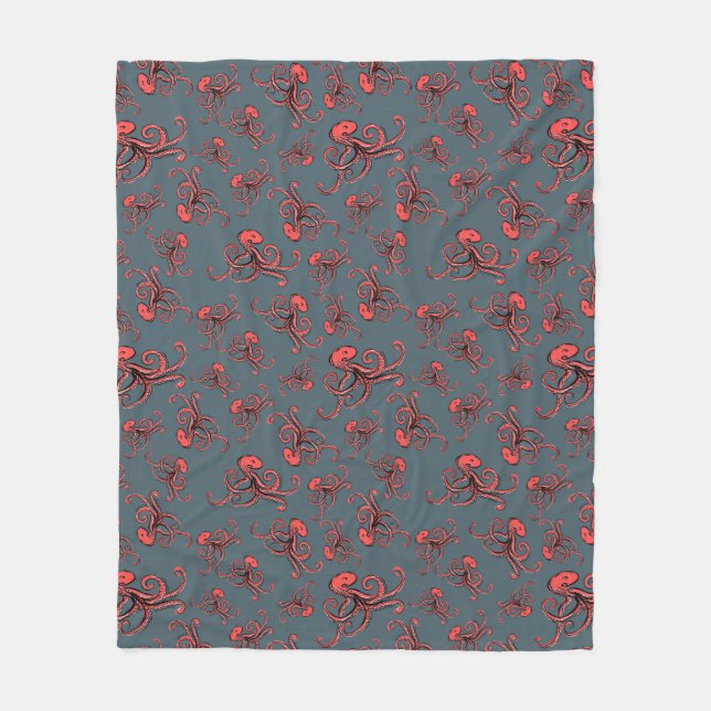 Tückisches Octopus-Muster Fleecedecke (Vorderseite)