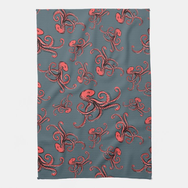 Tückisches Octopus-Muster Geschirrtuch (Vertikal)