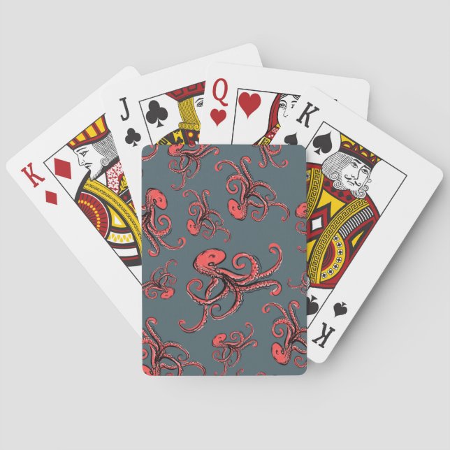 Tückisches Octopus-Muster Spielkarten (Rückseite)