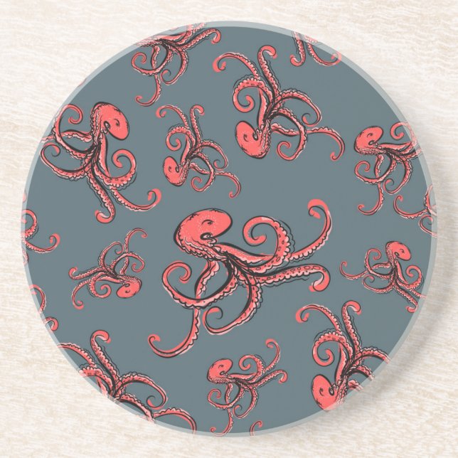 Tückisches Oktopus-Muster Getränkeuntersetzer (Vorne)