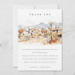 Tucson, Arizona Aquarell-Landschaft-Hochzeit Dankeskarte