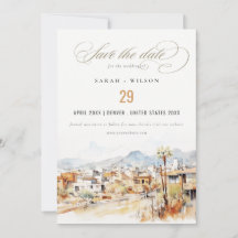 Tucson, Arizona Aquarell-Landschaft-Hochzeit