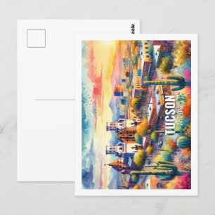 Tucson Arizona berühmter Reiseort Aquarell Postkarte