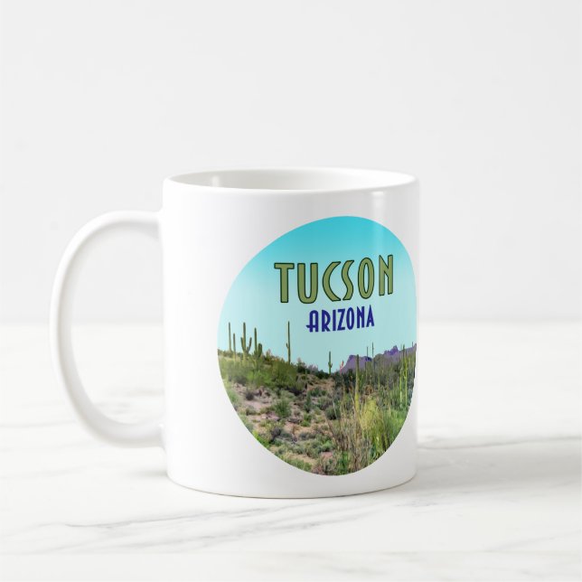Tucson Arizona Cactus and Mountain Vintag Kaffeetasse (Links)