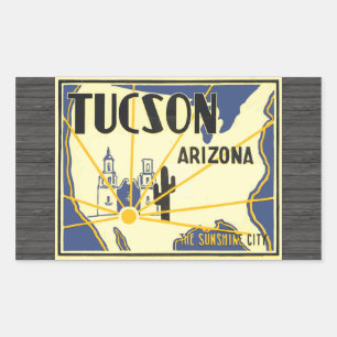 Tucson Arizona Die Sonnenschein-Stadt, Vintage Rechteckiger Aufkleber