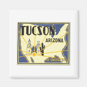 Tucson Arizona Die Sonnenstadt Vintage Poster Magnet