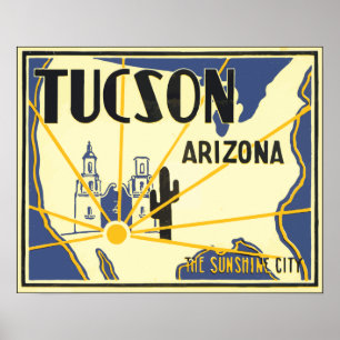 Tucson Arizona Die sonnige Stadt, Vintag Poster
