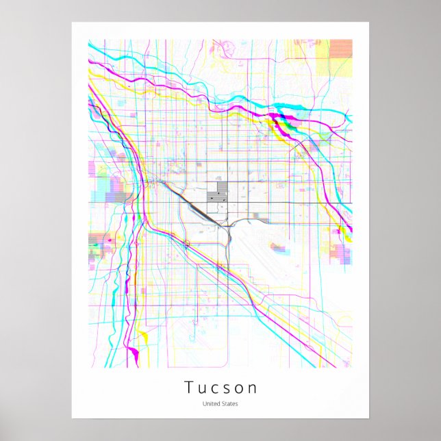 Tucson Arizona Einfache Abstrakte Karte Poster (Vorne)