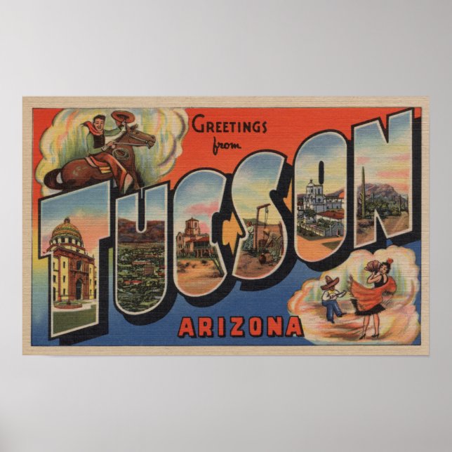 Tucson, Arizona - Große Buchstabenszenen Poster (Vorne)
